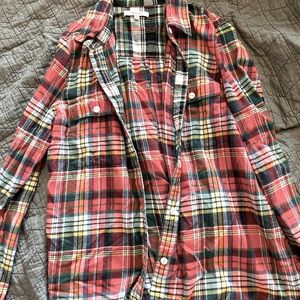 Madewell flannel button down red/blue/multi